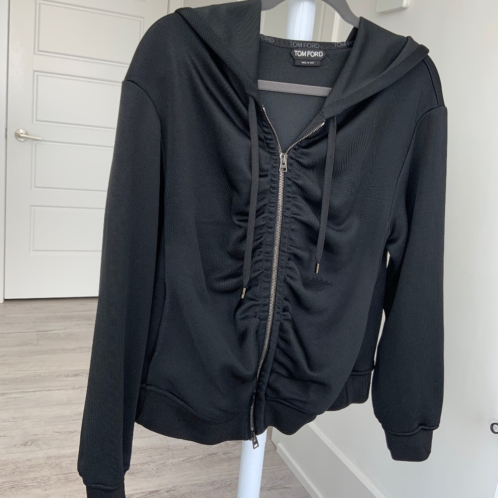 TOM FORD Black Ruched Zippered Sweater